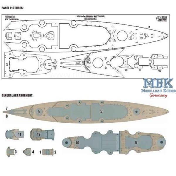 FlyHawk W35088 1/350 GERMAN BATTLESHIP BISMARCK£¨FOR TRUMPETER 05358£©Wooden Deck
