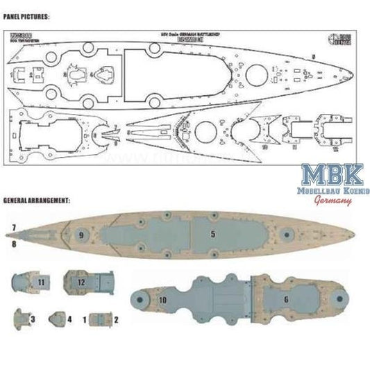 FlyHawk W35088 1/350 GERMAN BATTLESHIP BISMARCK£¨FOR TRUMPETER 05358£©Wooden Deck