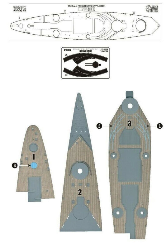 FlyHawk W35072 1/350 French Navy Battleship Dunkerque (for Hobby Boss 86506) Wooden Deck