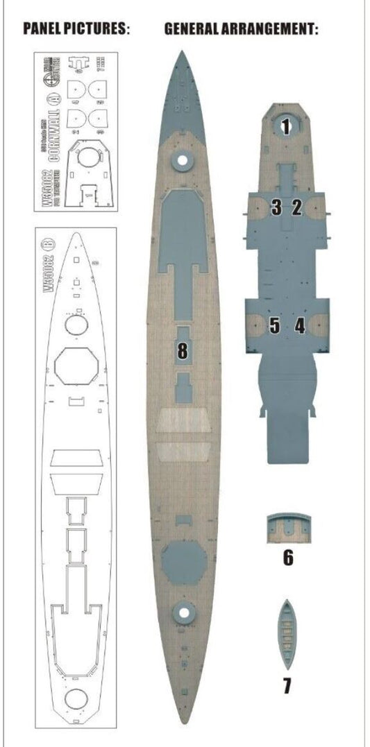 FlyHawk W35082 1/350 HMS CORNWALL£¨FOR TRUMPETER 05353£©Wooden Deck