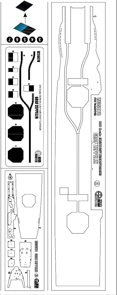 FlyHawk W35070 1/350 GERMAN NAVY AIRCRAFTCARRIER GRAF ZEPPELIN£¨FOR TRUMPETER 05627) Wooden Deck