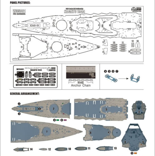 FlyHawk W35081 1/350 IJN BATTLESHIP NAGATO 1944£¨FOR HASEGAWA 40073£©Wooden Deck